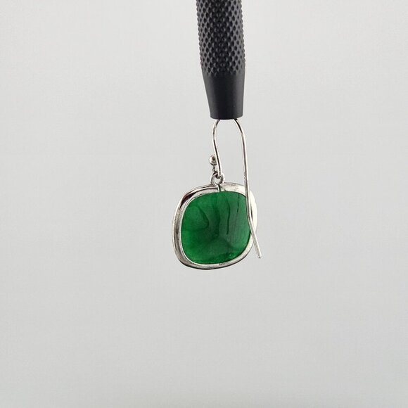 Square Green Jade Earrings in Sterling Silver 925 – Timeless & Chic - Picture 5 of 12